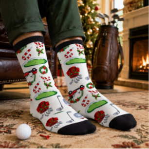 Golf Kerst thema Golfer waterverf Vakantie  Sokken