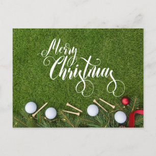 Golf Kerst Thema op Groen Gras Feestdagenkaart