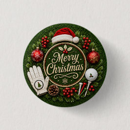 Golf Kerst thema op groen gras Ronde Button 3,2 Cm