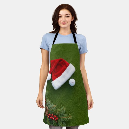 Golf Kerst thema op groen gras Schort (Gedragen)