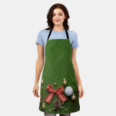 Golf Kerst thema op groen gras Schort (Gedragen)