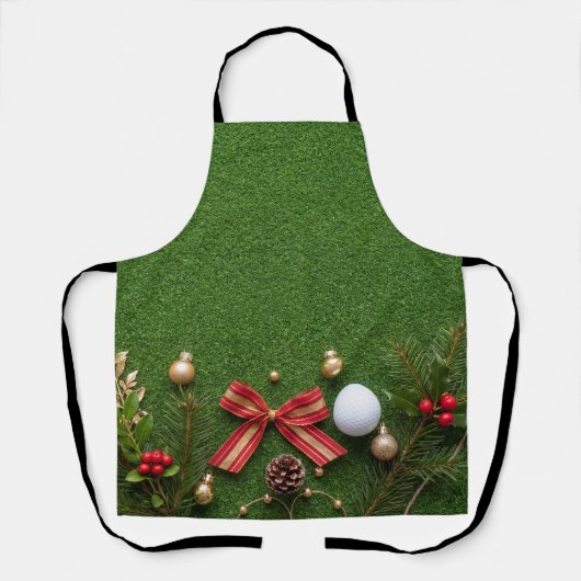 Golf Kerst thema op groen gras Schort (Voorkant)