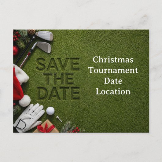 Golf kerst uitnodiging om de datum te reserveren (Voorkant)