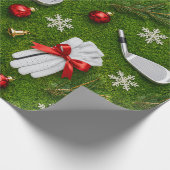 Golf Kerst Uitrusting Patroon op Groen Gras Cadeaupapier (Hoek)