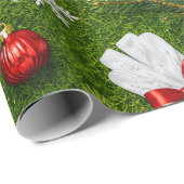 Golf Kerst Uitrusting Patroon op Groen Gras Cadeaupapier (Rol Hoek)