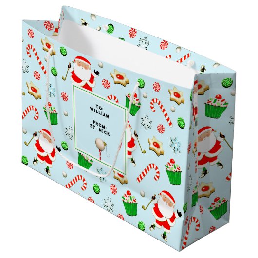 Golf Kerst Vakantie Groot Cadeauzakje (Voorkant Gekanteld)