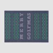 Golf Kerst Vrolijk Golfmas Blauw Tissue Papier (Voorkant)