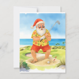 Golf Kerst Zomer Tijd Santa Claus Golfen Briefkaart