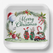 Golf Kerstboom golfballen en Santa Hat Papieren Bordje (Voorkant)