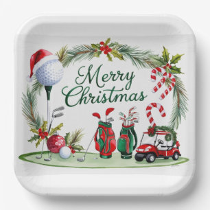 Golf Kerstboom golfballen en Santa Hat Papieren Bordje