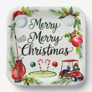 Golf Kerstboom golfballen en Santa Hat Papieren Bordje