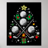 Golf Kerstboom Licht Pajama Golfer Xmas Mannen W Poster (Voorkant)