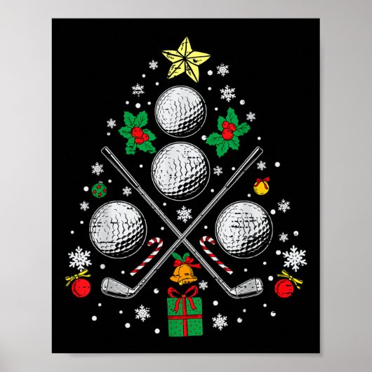 Golf Kerstboom Licht Pajama Golfer Xmas Mannen W Poster (Voorkant)