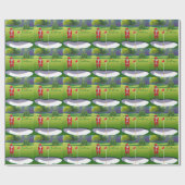 Golf kerstboom op rode auto met kerstman cadeaupapier (Vlak)