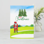 Golf kerstboom op rode auto met kerstman feestdagenkaart (Staand voorkant)