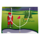Golf kerstboom op rode auto met kerstman groot cadeauzakje (Voorkant)