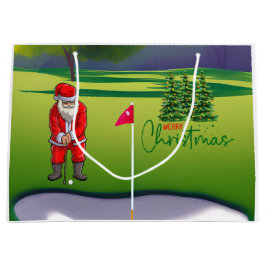 Golf kerstboom op rode auto met kerstman groot cadeauzakje