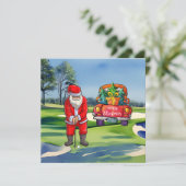 Golf kerstboom op rode auto met kerstman kaart (Staand voorkant)