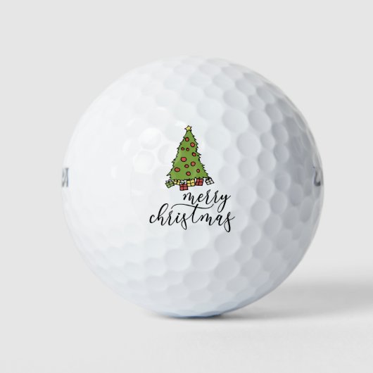 Golf Kerstboom Vrolijk Kerstfeest Golfballen (Voorkant)