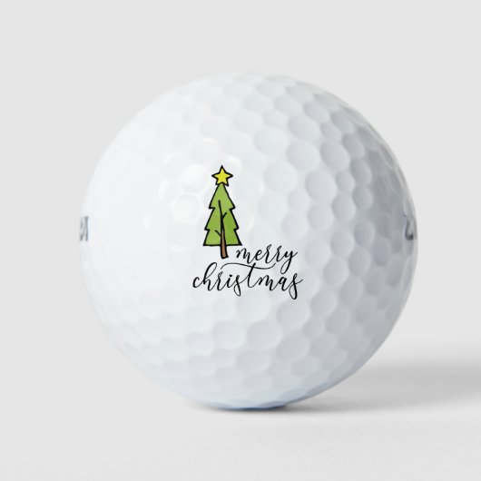 Golf Kerstboom Vrolijk Kerstfeest Golfballen (Voorkant)