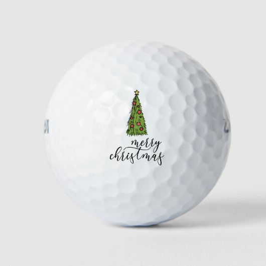 Golf Kerstboom Vrolijk Kerstfeest Golfballen (Voorkant)