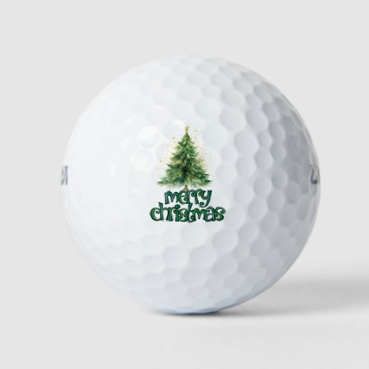 Golf Kerstboom Vrolijk Kerstfeest Golfballen (Voorkant)