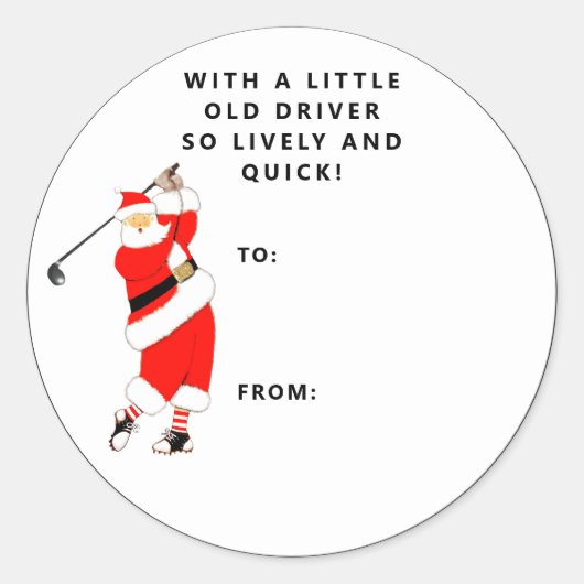 Golf Kerstcadeau Gift Tag Ronde Sticker (Voorkant)