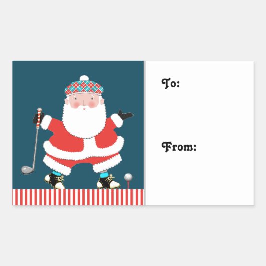 Golf Kerstcadeau Gift Tags Rechthoekige Sticker (Voorkant)