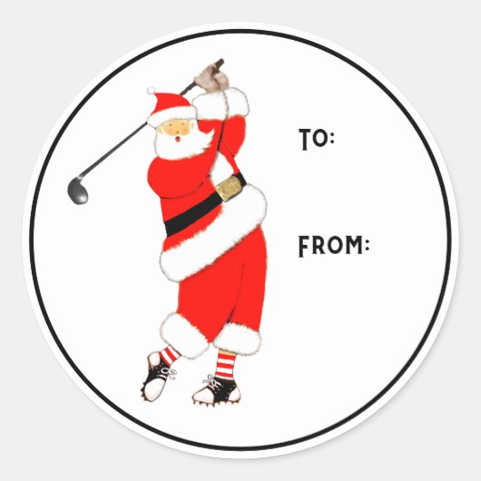 Golf Kerstcadeau Gift Tags Ronde Sticker (Voorkant)