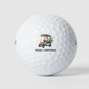 Golf Kerstcadeau met Kerstman Golfer die kar rijdt Golfballen