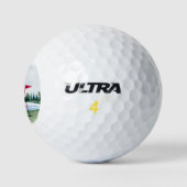 Golf-kerstcadeau met Santa Golfer op golfvlag Golfballen (Logo)