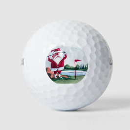 Golf-kerstcadeau met Santa Golfer op golfvlag Golfballen
