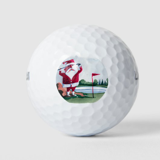 Golf-kerstcadeau met Santa Golfer op golfvlag Golfballen (Voorkant)