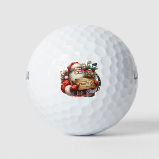 Golf-kerstcadeau met Santa Golfer op golfvlag Golfballen (Voorkant)