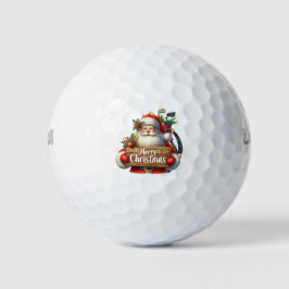 Golf-kerstcadeau met Santa Golfer op golfvlag Golfballen
