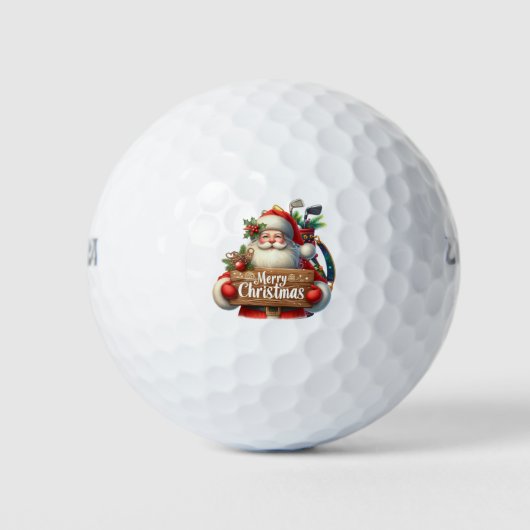 Golf-kerstcadeau met Santa Golfer op golfvlag Golfballen (Voorkant)