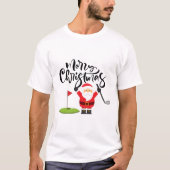 Golf-kerstcadeau met Santa Golfer op golfvlag T-shirt (Voorkant)