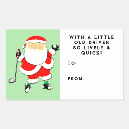 Golf Kerstcadeau Tag Rechthoekige Sticker (Voorkant)