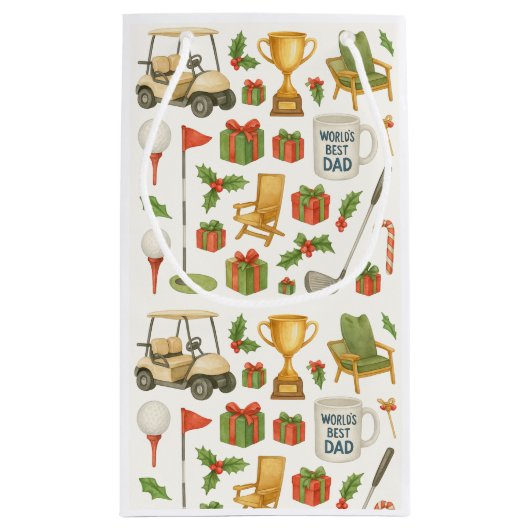 Golf kerstcadeaus thema voor papa golfer klein cadeauzakje (Achterkant)