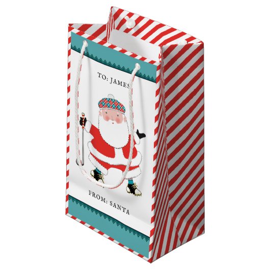 Golf Kerstcadeautasje Klein Cadeauzakje (Voorkant Gekanteld)