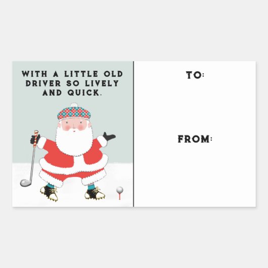 Golf-kerstcadeLabel Rechthoekige Sticker (Voorkant)