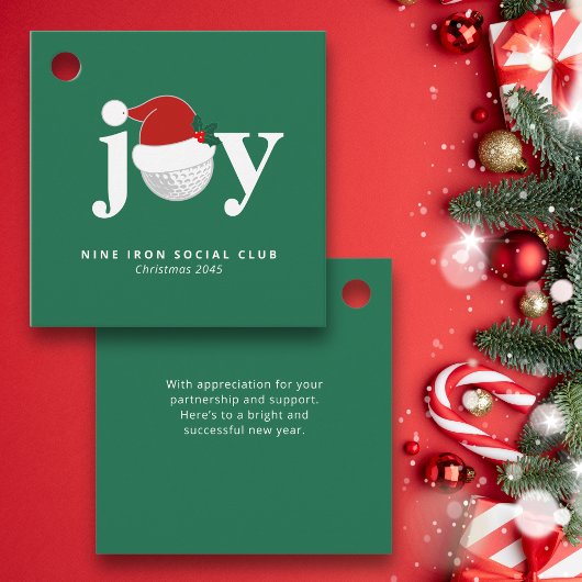 Golf Kerstfeest Cadeautag Joy Modern Groen Bedankjes Labels