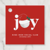 Golf Kerstfeest Cadeautag Joy Modern Rood Bedankjes Labels (Voorkant)