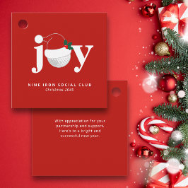 Golf Kerstfeest Cadeautag Joy Modern Rood Bedankjes Labels