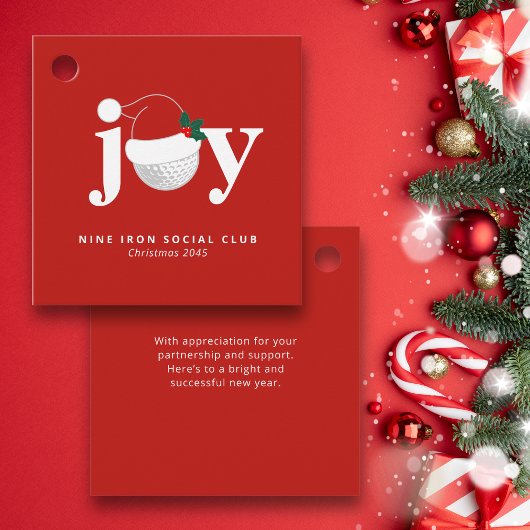 Golf Kerstfeest Cadeautag Joy Modern Rood Bedankjes Labels
