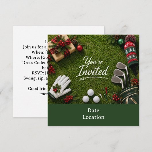 Golf Kerstfeest Laten we Par tee Kaart (Voorkant / Achterkant)