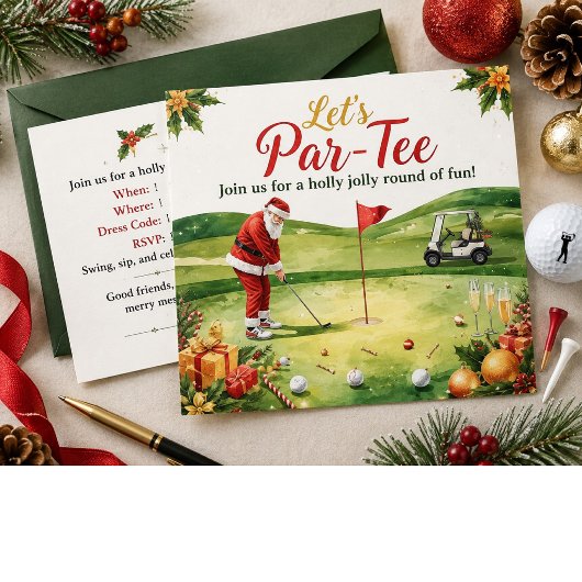 Golf Kerstfeest Laten we Par tee met Sinterklaas Kaart