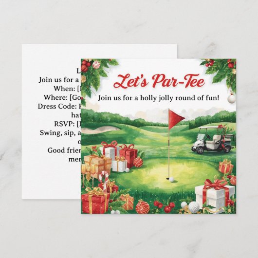 Golf Kerstfeest Let's Par tee  Kaart (Voorkant / Achterkant)