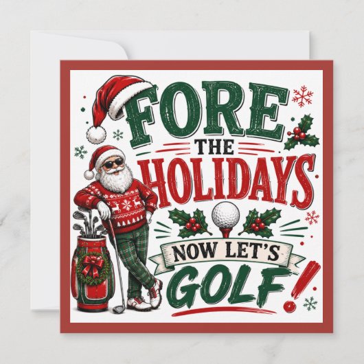 Golf Kerstfeest Let's Par tee  Kaart (Voorkant)