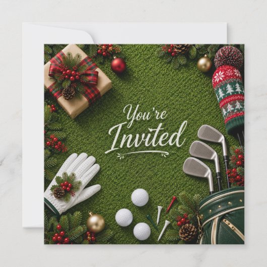 Golf Kerstfeest Let's Par tee Kaart (Voorkant)